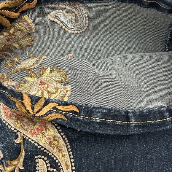 Grace in LA Jeans Size 26 Flared Embroidered Paisley Floral High Waist - Picture 9 of 9